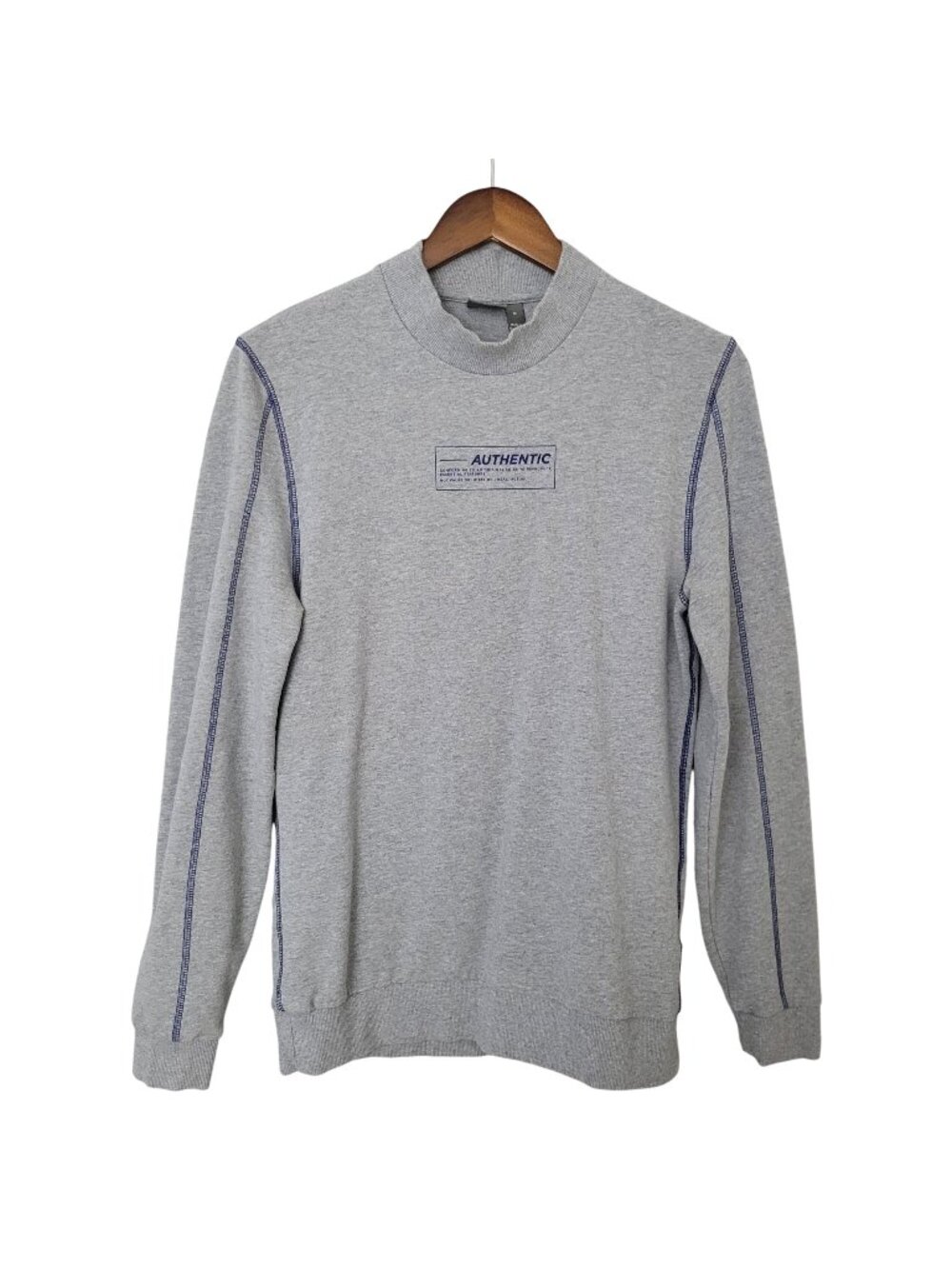 ASOS Sweatshirt Mens Size M Gray "Authentic" Logo Long Sleeve Cotton Blend
